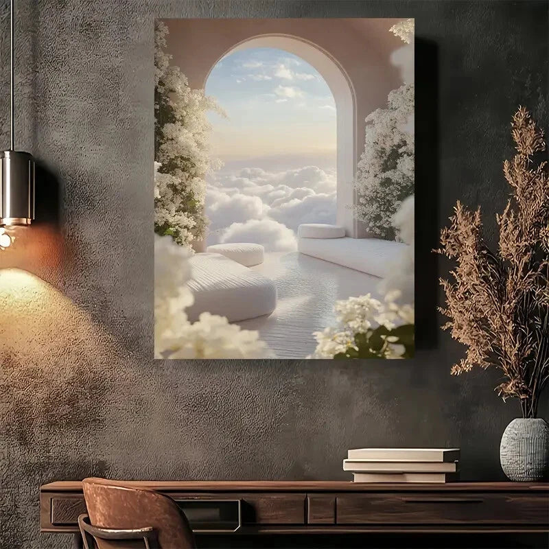 Beautiful Serene Sky Garden Modern Painting 40x60cm Metal Print Ready to Hang - Bella Home Decor