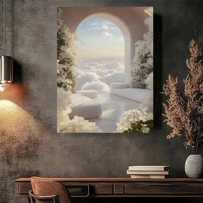Beautiful Serene Sky Garden Modern Painting 40x60cm Metal Print Ready to Hang - Bella Home Decor