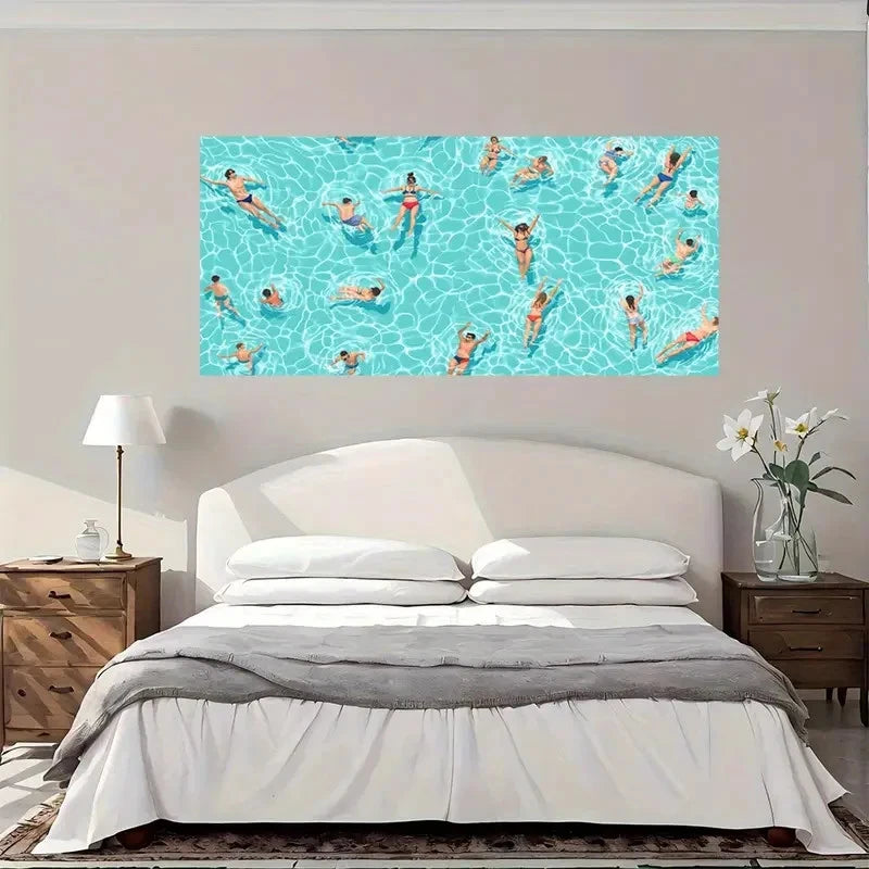 Swimming Pool Fun Wall Art Canvas Office Home Room Framed 120x60cm