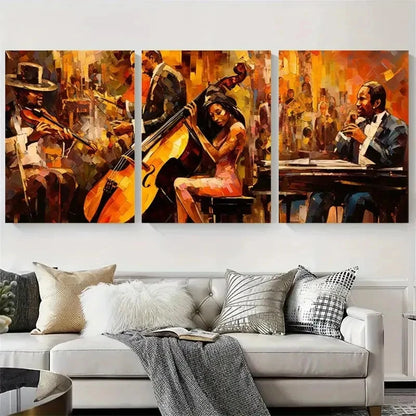 3pcs Vibrant Abstract Band Performance Wall Art Set Canvas Framed 60x90cm - High Quality Print 100% Australian Made Wall Canvas Ready to Hang