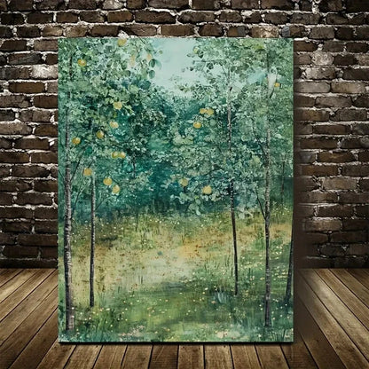 Beautiful Flourishing Pear Tree Forest Painting 40x60cm Metal Print Ready to Hang - Bella Home Decor