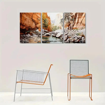 3pcs Desert River Vibrant Landscape Metal Print Ready to Hang Art - Bella Home Decor