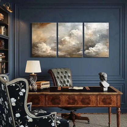 3pcs Abstract Cloudscape Art Landscape Painting Metal Print Ready to Hang Art - Bella Home Decor