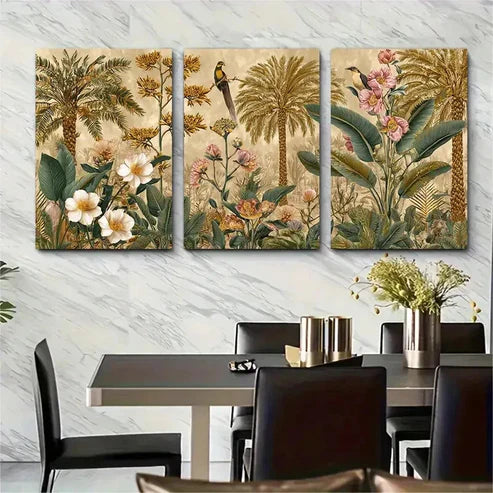 3pcs Egyptian Botanical & Desert Lands Wall Art Canvas Unframed - High Quality Print 100% Australian Made Wall Canvas - Bella Home Decor