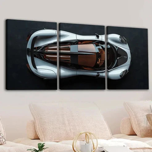 3pcs Classic Cool Sport Car White & Brown Black Wall Art Set Canvas Unframed - High Quality Print 100% Australian Made Wall Canvas - Bella Home Decor