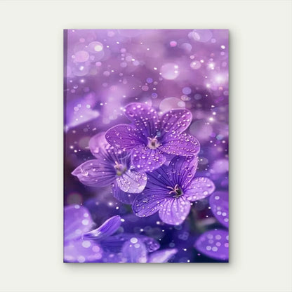 Purple Flowers with Water Droplets Metal Print Ready to Hang