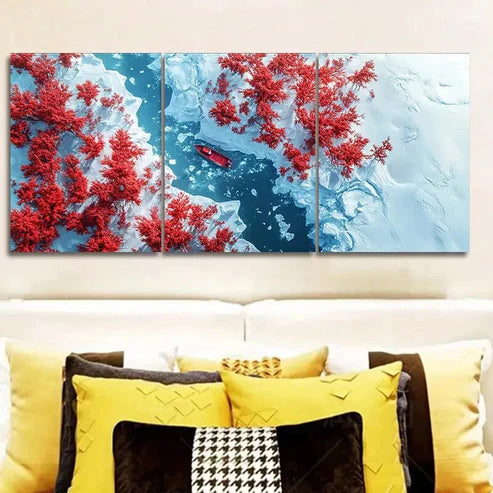 3pcs Coral Trees and Rivers Wall Art Set Canvas Unframed - High Quality Print 100% Australian Made Wall Canvas - Bella Home Decor