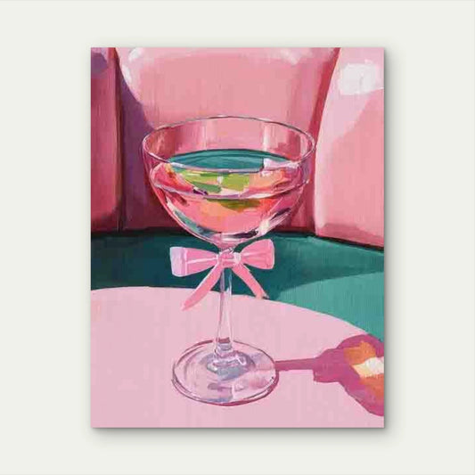 Espresso Martini with a Pink Bow 40x60cm Metal Print Ready to Hang