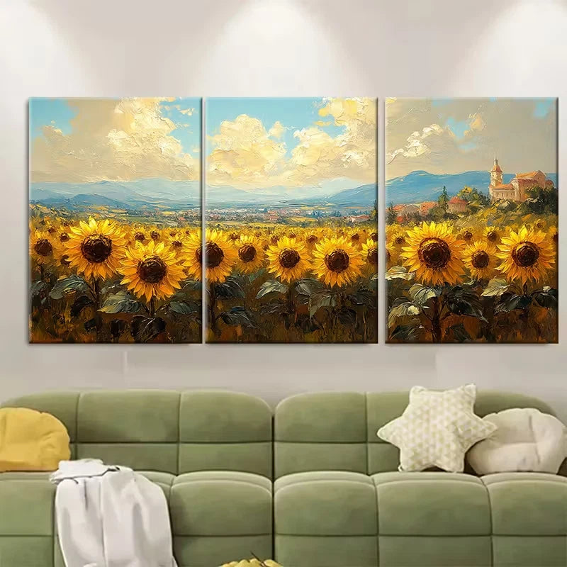 3pcs Sunflowers Metal Print Ready to Hang Art