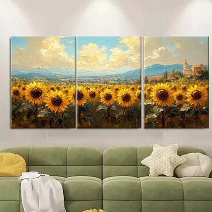 3pcs Sunflowers Metal Print Ready to Hang Art