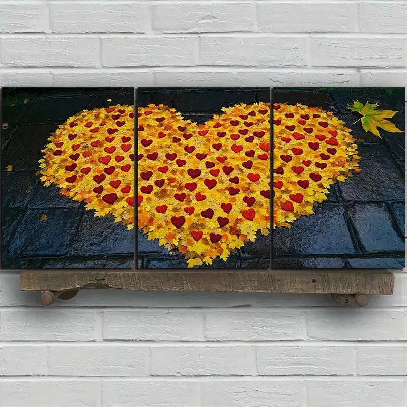 3pcs Love Made of Leaves Elegant Metal Print Ready to Hang Art - Bella Home Decor