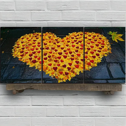 3pcs Love Made of Leaves Elegant Metal Print Ready to Hang Art - Bella Home Decor