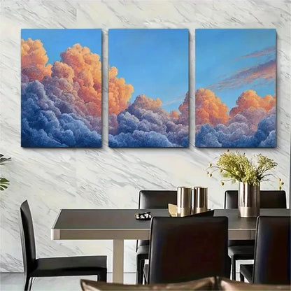 3pcs Sunrise Cloud Landscape Decor Perfect Wall Art Set Canvas Framed 50x70cm - High Quality Print 100% Australian Made Wall Canvas Ready to Hang