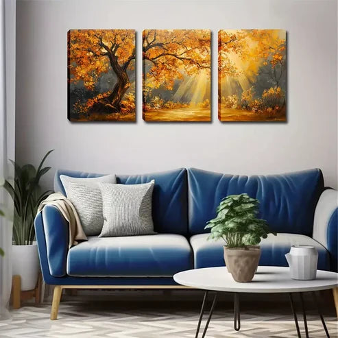 3pcs A Large Maple Tree Wall Art Set Wall Art Canvas Unframed - High Quality Print 100% Australian Made Wall Canvas - Bella Home Decor