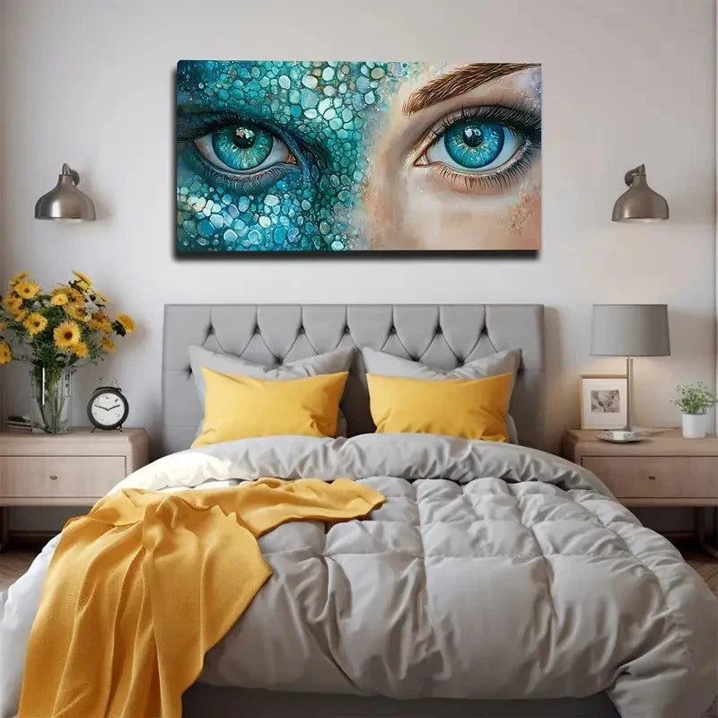 Human And Animal Eyes Wall Art Canvas Office Home Room Framed 120x60cm