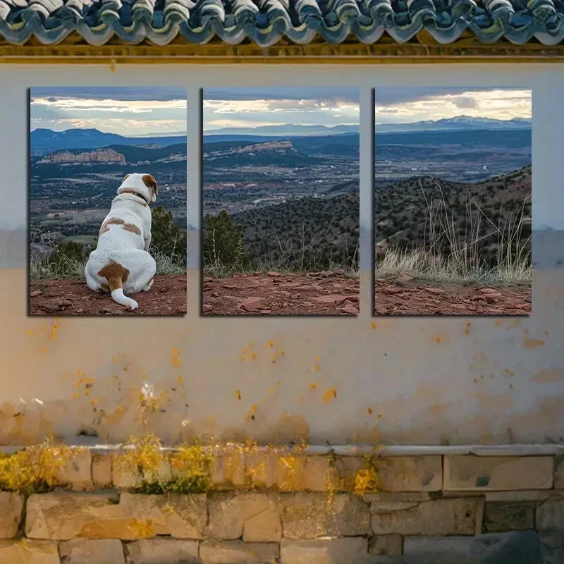 3pcs Dogs on The Mountain Nature Illustration Metal Print Ready to Hang Art - Bella Home Decor
