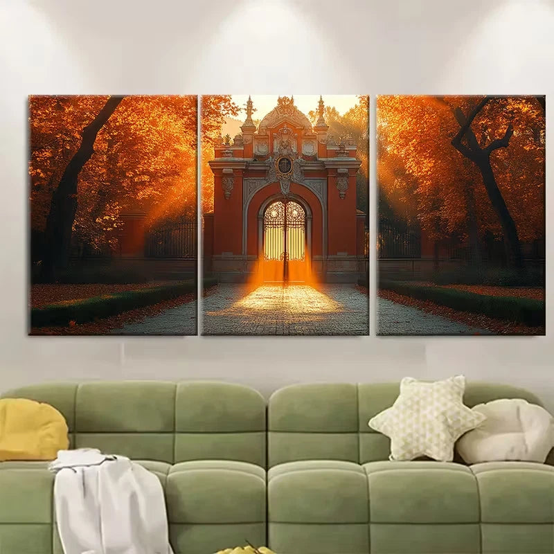 3pcs Sunlight Through Iconic Madrid Landmark Metal Print Ready to Hang Art