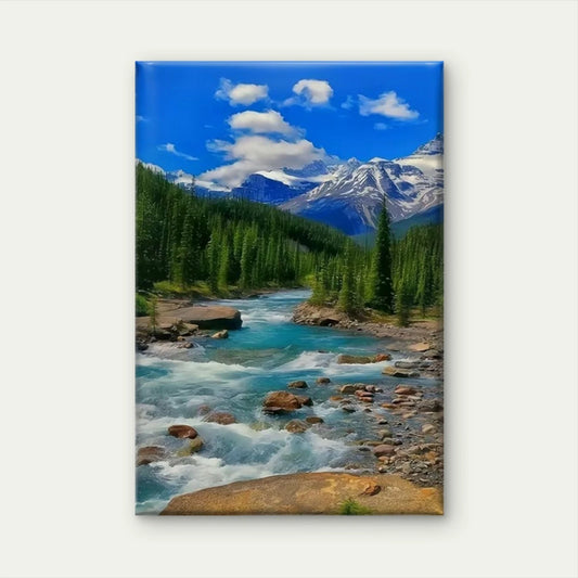 Mountain Stream Landscape & Blue Sky 60x90cm Metal Print Ready to Hang