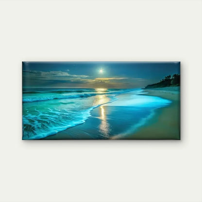 Moon Beach Blue Sky Wall Art Canvas Office Home Room Framed 120x60cm