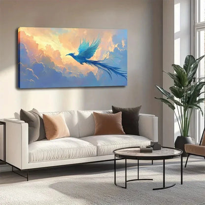 Vibrant Cloud and Sea Wall Art canvas office home room framed 120x60cm - Bella Home Decor