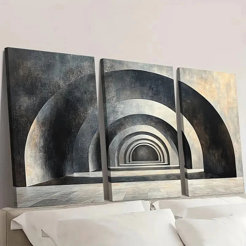 3pcs Gray & Golden Neutral Decor TY   Wall Art Set Canvas Framed 60x90cm - High Quality Print 100% Australian Made Wall Canvas Ready to Hang