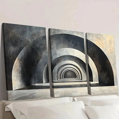 3pcs Gray & Golden Neutral Decor TY   Wall Art Set Canvas Framed 60x90cm - High Quality Print 100% Australian Made Wall Canvas Ready to Hang