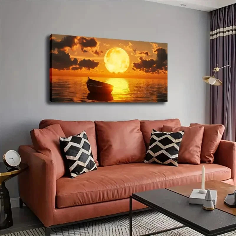 Sunrise Reflection On The Sea Wall Art Canvas Office Home Room Framed 120x60cm - Bella Home Decor