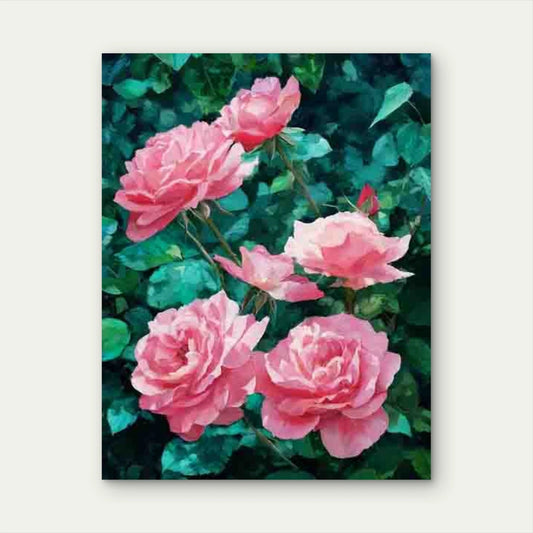 Oil Painting of a Rose Garden 40x60cm Metal Print Ready to Hang
