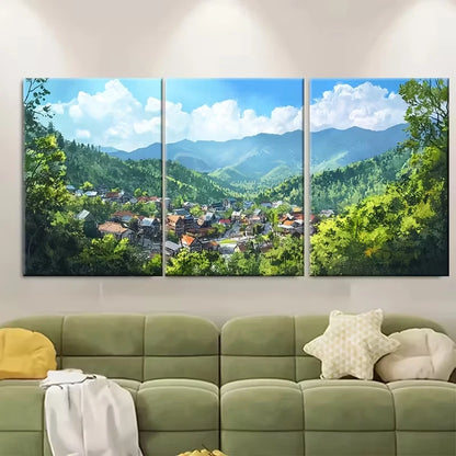3pcs Smoky Mountains Landscape Metal Print Ready to Hang Art
