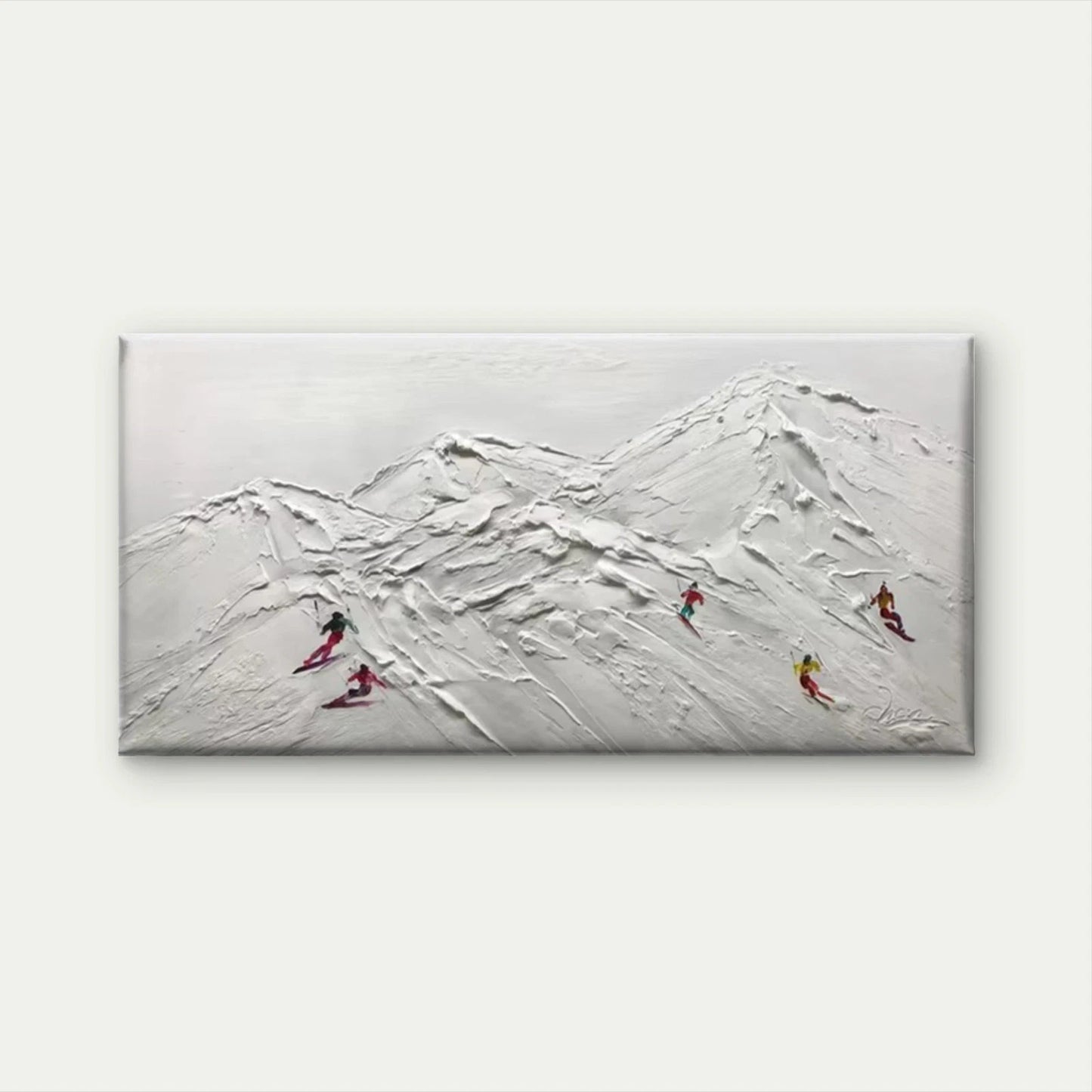 Winter Skiing Scene Painting Wall Art Canvas Office Home Room Framed 120x60cm