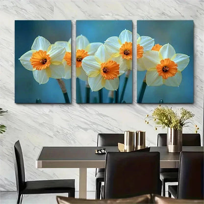 3pcs Daffodil Narcissus Nature Yellow Perfect Wall Art Set Canvas Framed 50x70cm - High Quality Print 100% Australian Made Wall Canvas Ready to Hang - Bella Home Decor