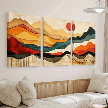 3pcs Abstract Mountain Landscape Decoration Wall Art Set Canvas Framed 50x70cm - High Quality Print 100% Australian Made Wall Canvas Ready to Hang - Bella Home Decor