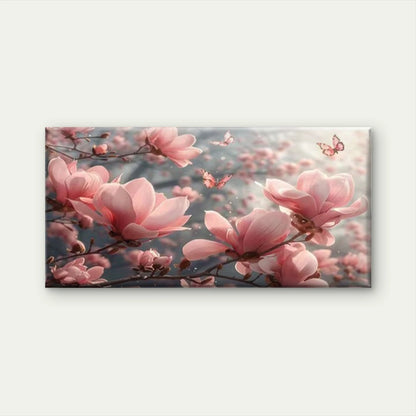 Pink Magnolia Flowers Wall Art Canvas Office Home Room Framed 120x60cm - Bella Home Decor