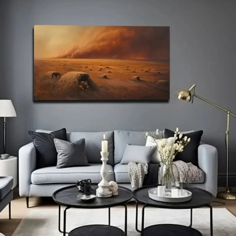 Sandstorm On The Desert Wall Art Canvas Office Home Room Framed 120x60cm