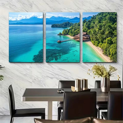 3pcs Waters & Lush Green Landscape Metal Print Ready to Hang Art