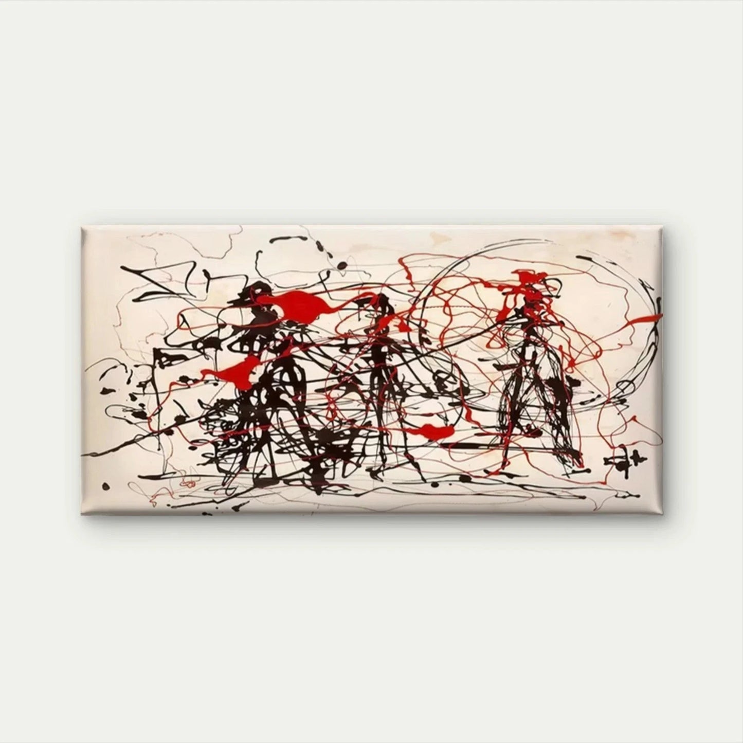 Abstract Red & Black Splatter Wall Art Canvas Office Home Room Framed 120x60cm