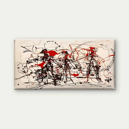 Abstract Red & Black Splatter Wall Art Canvas Office Home Room Framed 120x60cm
