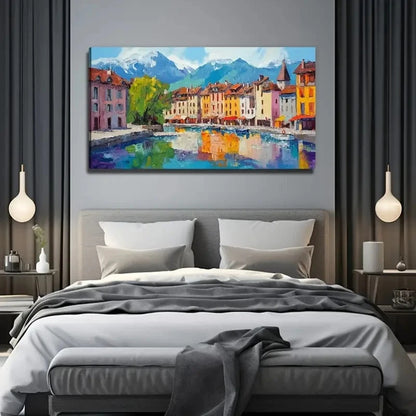 Vibrant Lakeside Perfect Wall Art Canvas Office Home Room Framed 120x60cm