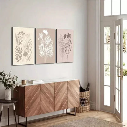 3pcs Abstract Wildflower Floral Botanical Art Wall Art Canvas Unframed - High Quality Print 100% Australian Made Wall Canvas - Bella Home Decor
