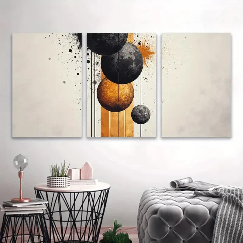 3pcs Abstract Planetary Bodies Wall Art Set Canvas Framed 40x60cm - High Quality Print 100% Australian Made Wall Canvas Ready to Hang