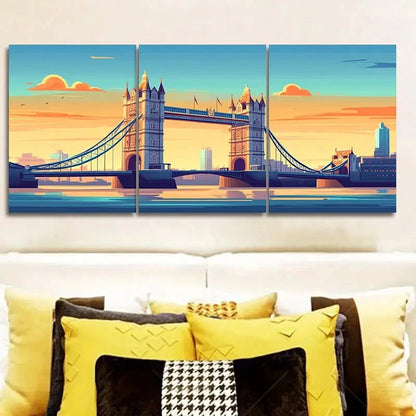 3pcs Old city of Tower Bridge, London   Wall Art Set Canvas Framed 50x70cm - High Quality Print 100% Australian Made Wall Canvas Ready to Hang - Bella Home Decor