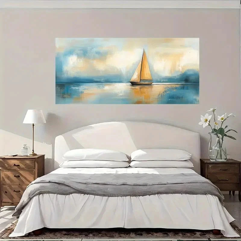 Vintage Nautical Sailboat Wall Art Canvas Office Home Room Framed 120x60cm