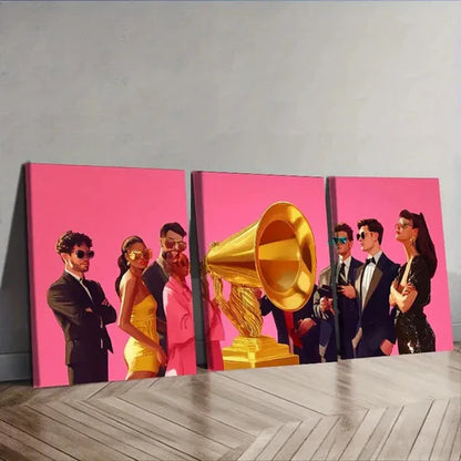 3pcs Grammy Award (2) Wall Art Set Canvas Unframed - High Quality Print 100% Australian Made Wall Canvas