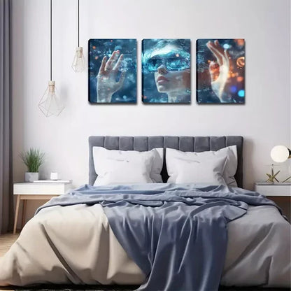 3pcs Virtual Reality Triptych Wall Art Canvas Unframed - High Quality Print 100% Australian Made Wall Canvas