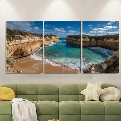 3pcs Victoria Port Campbell Ocean Landscape Wall Art Set Canvas Framed 40x60cm - High Quality Print 100% Australian Made Wall Canvas Ready to Hang