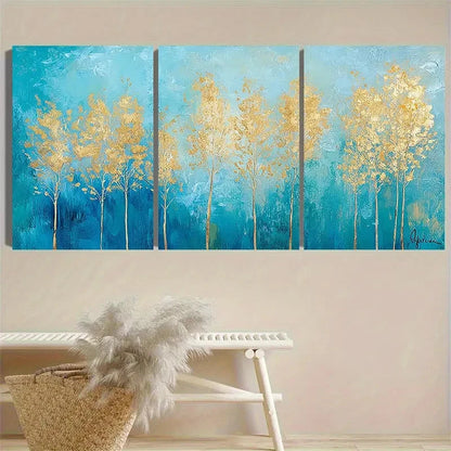 3pcs White Birch Forests Wall Art Set Canvas Framed 50x70cm - High Quality Print 100% Australian Made Wall Canvas Ready to Hang - Bella Home Decor