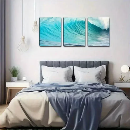 3pcs Wave Beach Ocean Wall Art Canvas Unframed - High Quality Print 100% Australian Made Wall Canvas