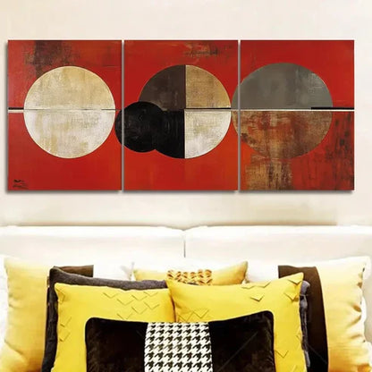 3pcs Abstract art painting of circles and rings Wall Art Set Canvas Unframed - High Quality Print 100% Australian Made Wall Canvas - Bella Home Decor