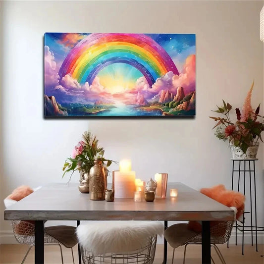 Abstract Rainbow Sky Modern Wall Art Canvas Office Home Room Framed 120x60cm
