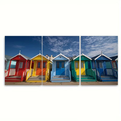 3pcs Hunstanton Travel Prints, Metal Print Ready to Hang Art